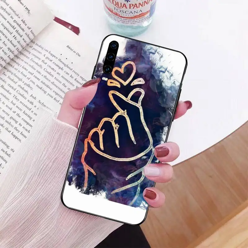 Мягкий силиконовый черный чехол PENGHUWAN с сердечками в стиле kpop для Huawei Honor 20 10 9 8 8x 8c