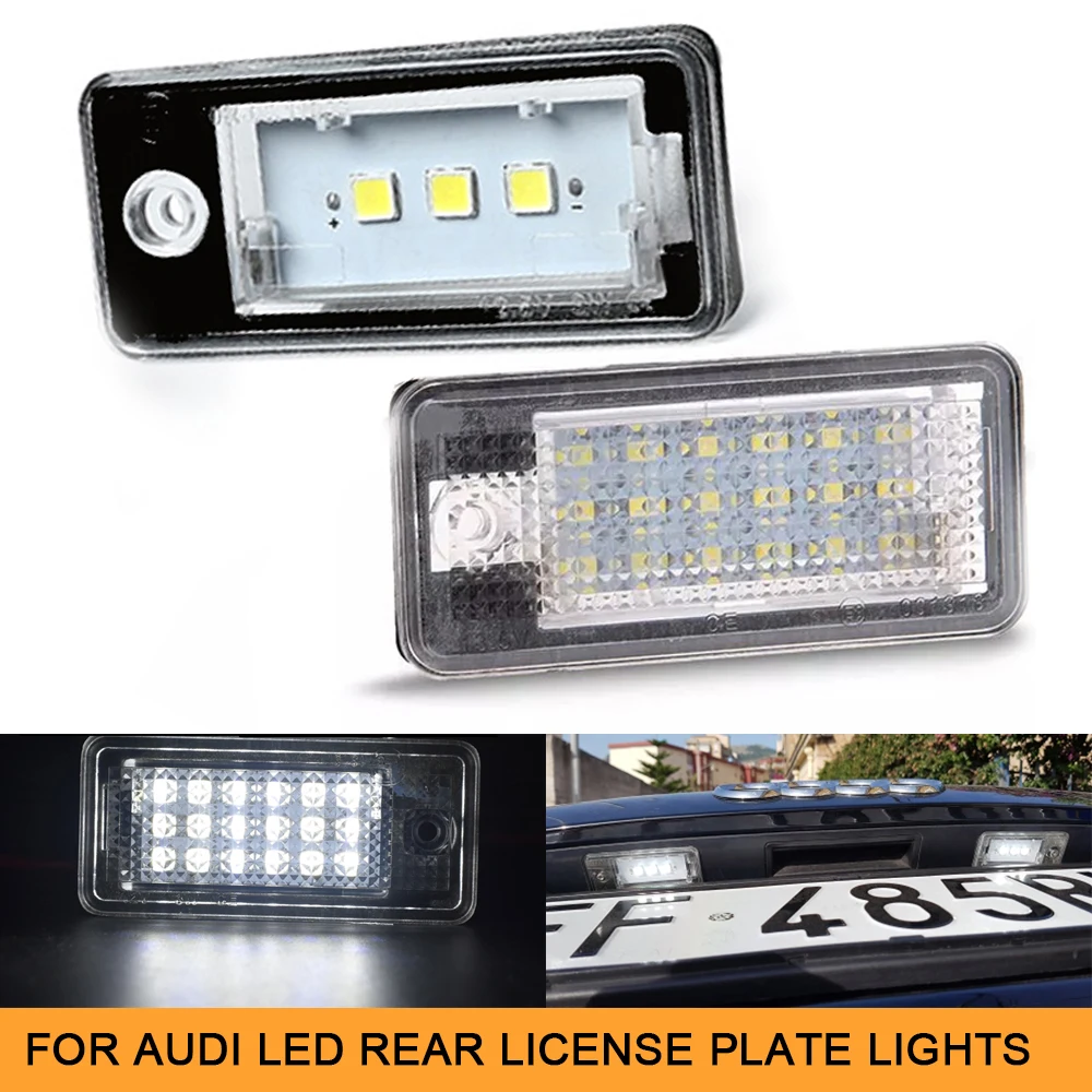 

2Pcs Canbus No Error LED White License plate lights lamp for Audi A3 8P A3 Cabriolet A4 B6 A4 B7 S4 RS4 A5 A6 A8 RS6 Q7 4L