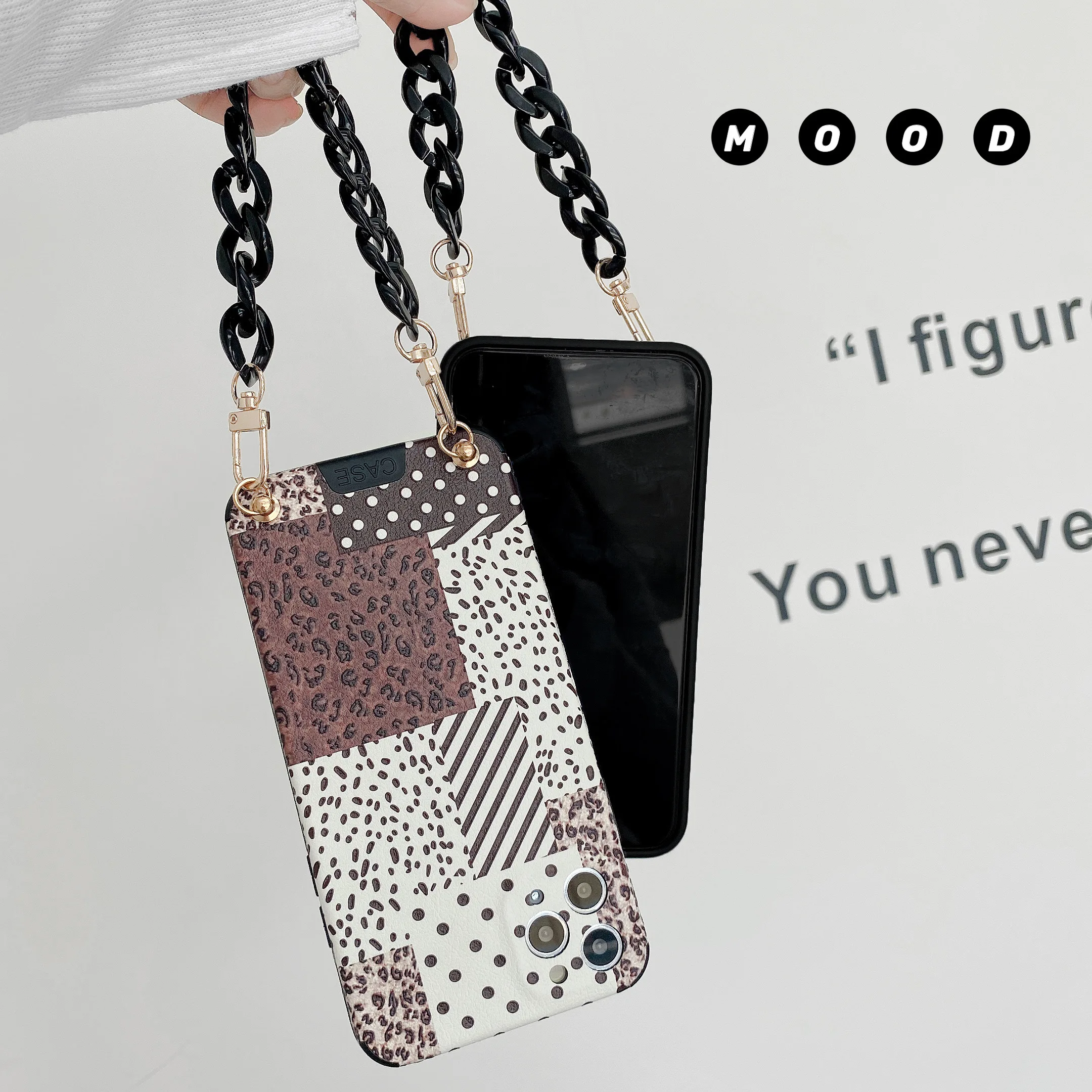 

Bracelet leather stitching leopard wave dots suitable for iphone 12 pro mobile phone case 11/ 7 / 8plus X XS Max Xr mini case