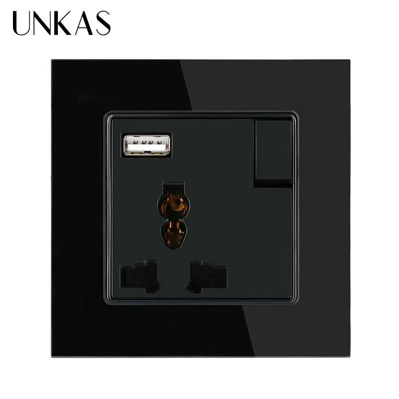 Универсальная Розетка UNKAS с 3 отверстиями USB-портом для зарядки мобильного выхода