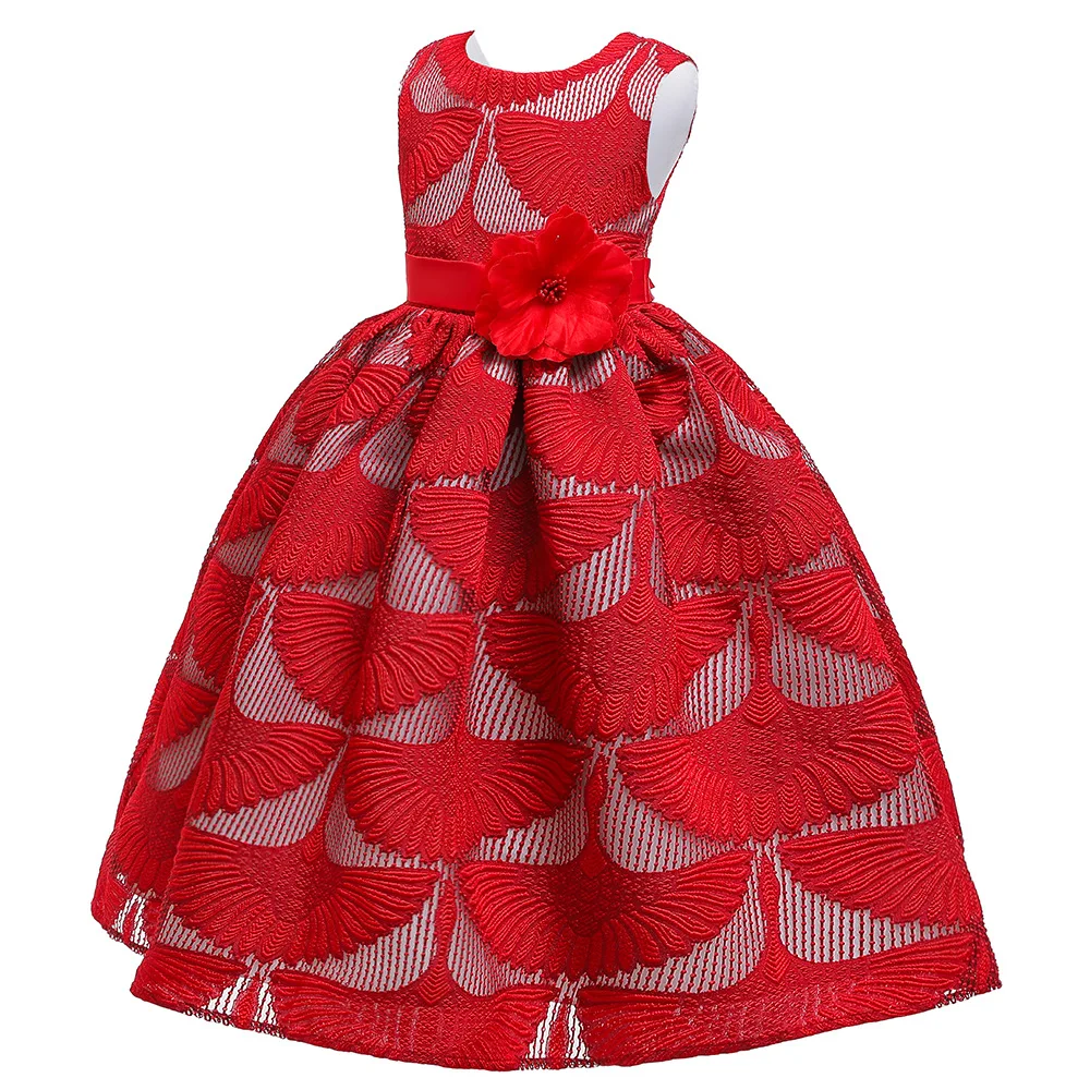 

Children's birthday party dress gauze embroidered flowers princess dress kids dresses for girls girl