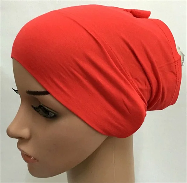 

Plain Underscarf Cotton Muslim Head Coverings Turban Headscarf Sleeve Cap Solid Wrinkle Soft Indian Inner Beanie Hat Head Wrap