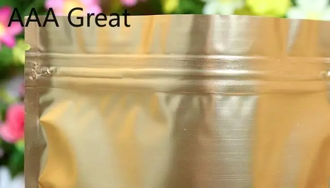 500 шт./лот золотые пакеты с замком из алюминиевой фольги для хранения еды кофе чая