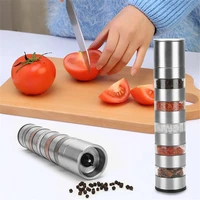 manual pepper grinder set stainless handheld spice salt mill grinder ceramic grinding core adjustable grinding tools barbecue