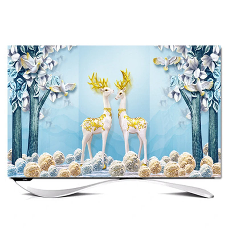 

На заказ 32 " - 85" дюймов декоративная крышка капота для экрана LCD TV PC пейзаж Луна Дерево лодка Золотая Бабочка лося рыба холм