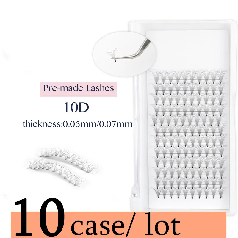 10 шт./лот предварительно сделанные объемные веера ресницы толщина 10D 0 07 мм 05