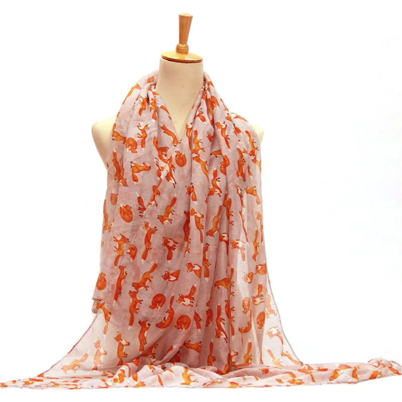

Women Vintage Animal Printed Long Soft Cotton Voile Scarf Shawl Wrap Scarves