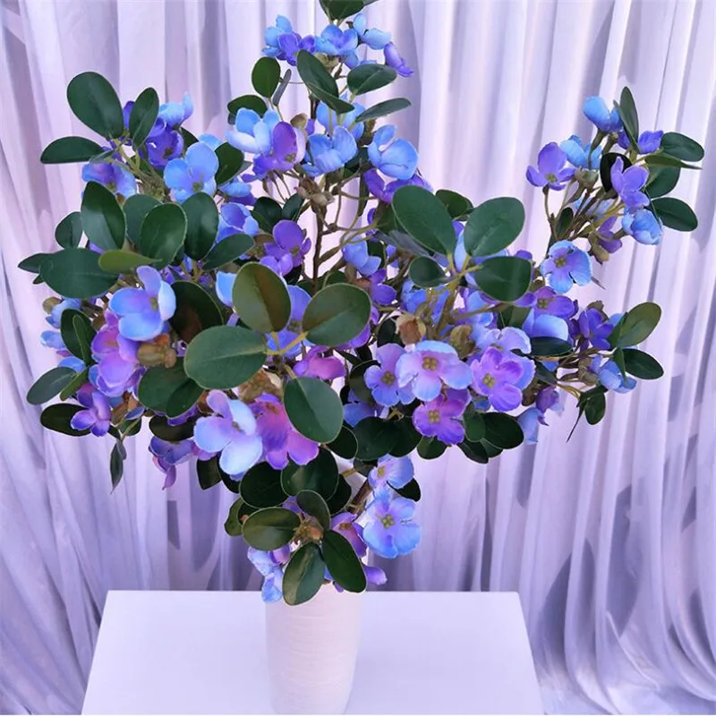 

10Pcs Fake Short Stem Kapok (2 stems/piece) 27.56" Simulation Green Bean Flower for Wedding Home Decorative Artificial Flower