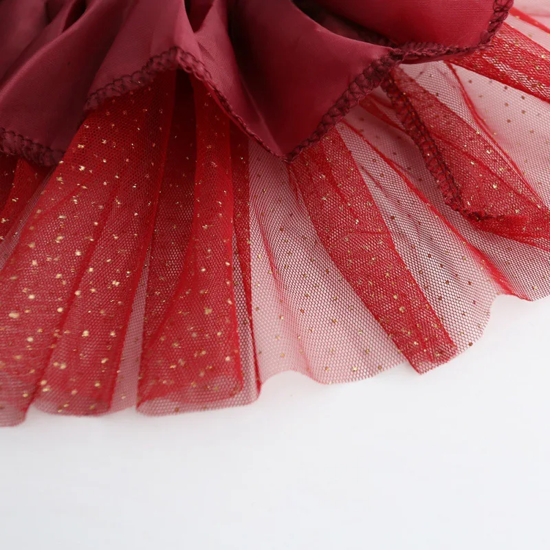Платье для девочек, Осенние плюшевые Бальные платья с фатиновой юбкой в стиле пэчворк с длинными рукавами и бантом, детская одежда