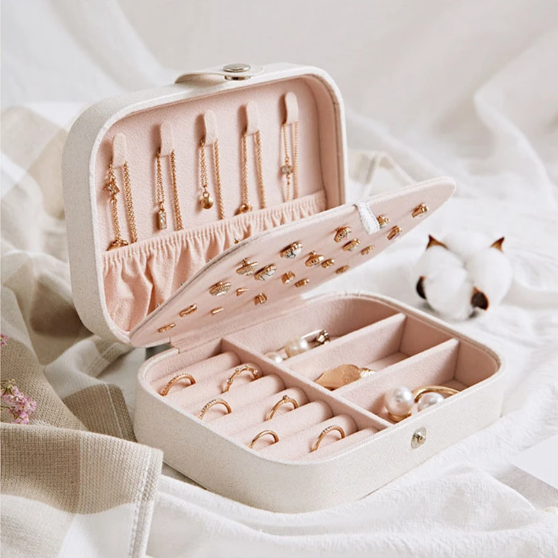 

Makeup Jewelry Box Travel Comestic Jewelry Casket Organizer Makeup Lipstick Storage Box Beauty Container Necklace Birthday Gift