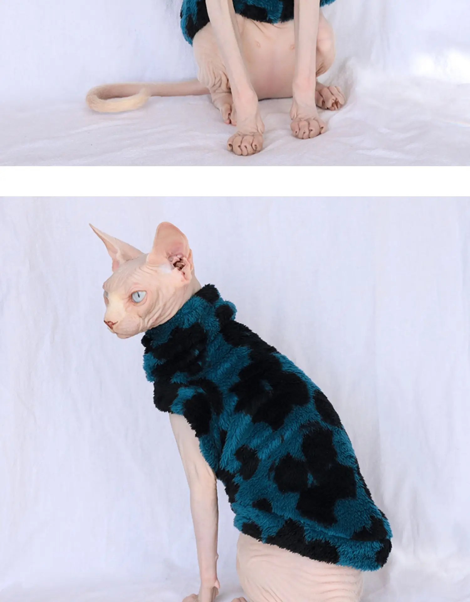 Hairless заказной свитер для кошки утолщенная сила осень и зима ins плюшевая утолщенная Коралловая плюшевая одежда для кошки Сфинкс