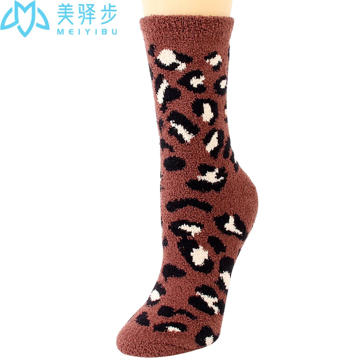 Winter Fashion Leopard Coral Velvet Female Socks 12 PAIRS PER SET Warm and Thick Soft and Comfortable