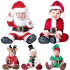 Рождество Санта Клаус со снеговиком для малышей, комбинезоны для мальчиков и девочек, с оленем, одежда для костюмированной вечеринки; Одежда для малышей; Детские наборы для косплея с носка и шляпа