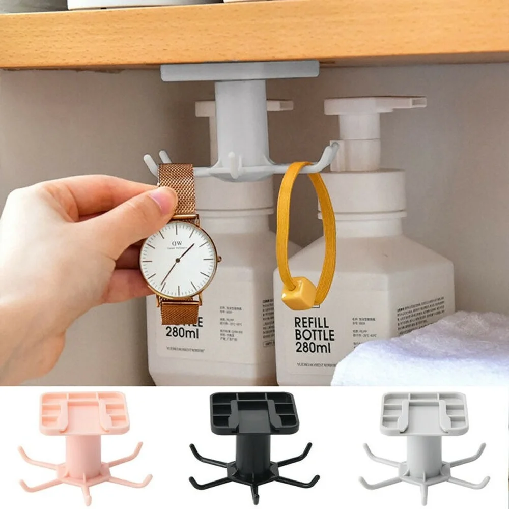 

Kitchen And Bathroom Top Plate 6 Claw Position 360 Degree Rotary Hook Kitchen Wall Hanging Kitchen Utensils Storage Rack