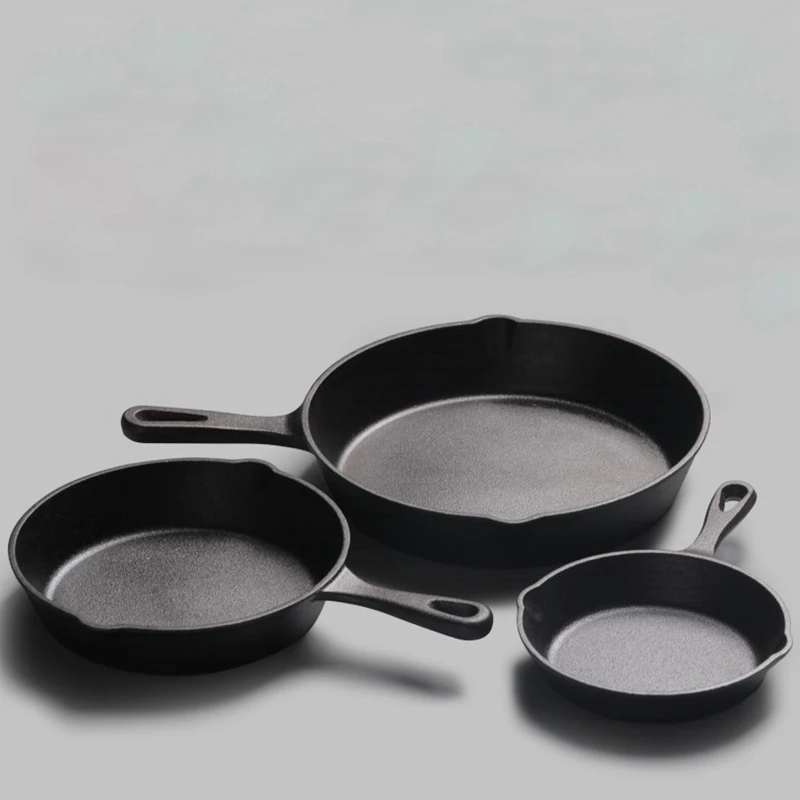 

14-20CM Cast Iron Frying Pan Non-stick Egg Pancake Skillet Cookware for Gas Induction Cooker Restaurant Home Kitchen Frying Pot