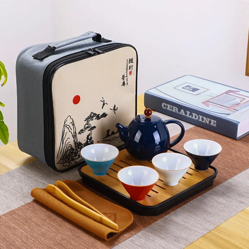 Дорожный чайный набор кунг-фу разных цветов китайский дизайнерский домашний