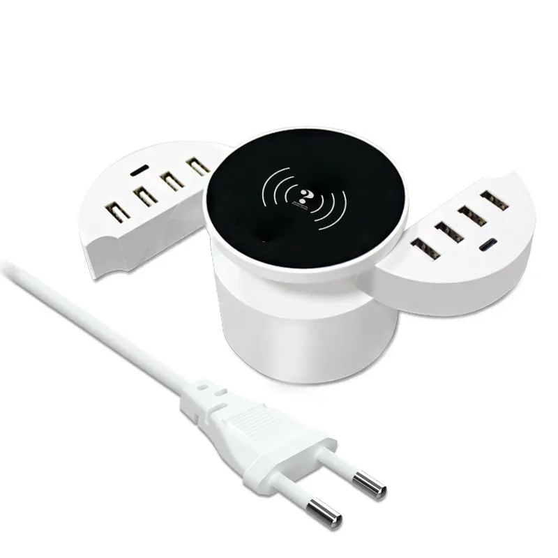 Hognmeng круглый складной дизайн USB зарядное устройство 8 + 2 Type-C для Iphone 12 Xiaomi