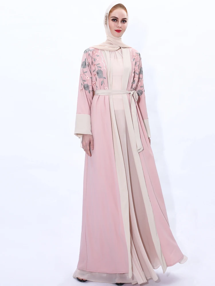 New Women Plain Open Abaya Dubai Kimono Cardigan Muslim Clothes Moslem Coat Dress Kaftan Caftan Islam Clothing De Mode Femm Lady