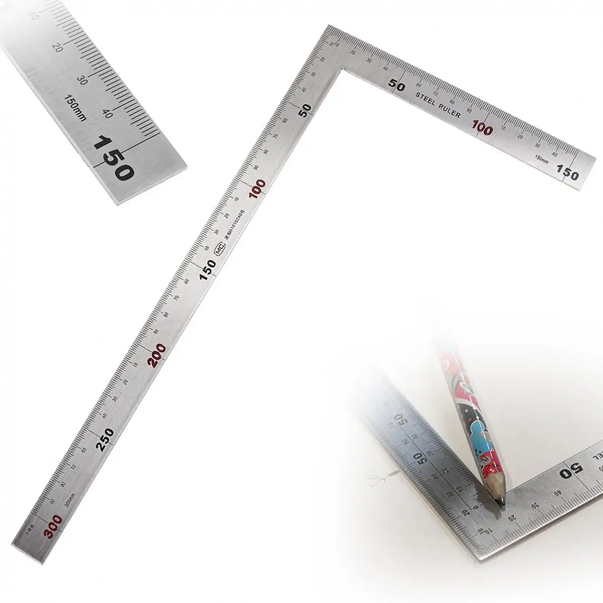 

Right Angle Ruler Stainless Steel 150 x 300mm 90 Degree Angle Metric Ruler Measuring Tools Stainless Steel Angle ruler