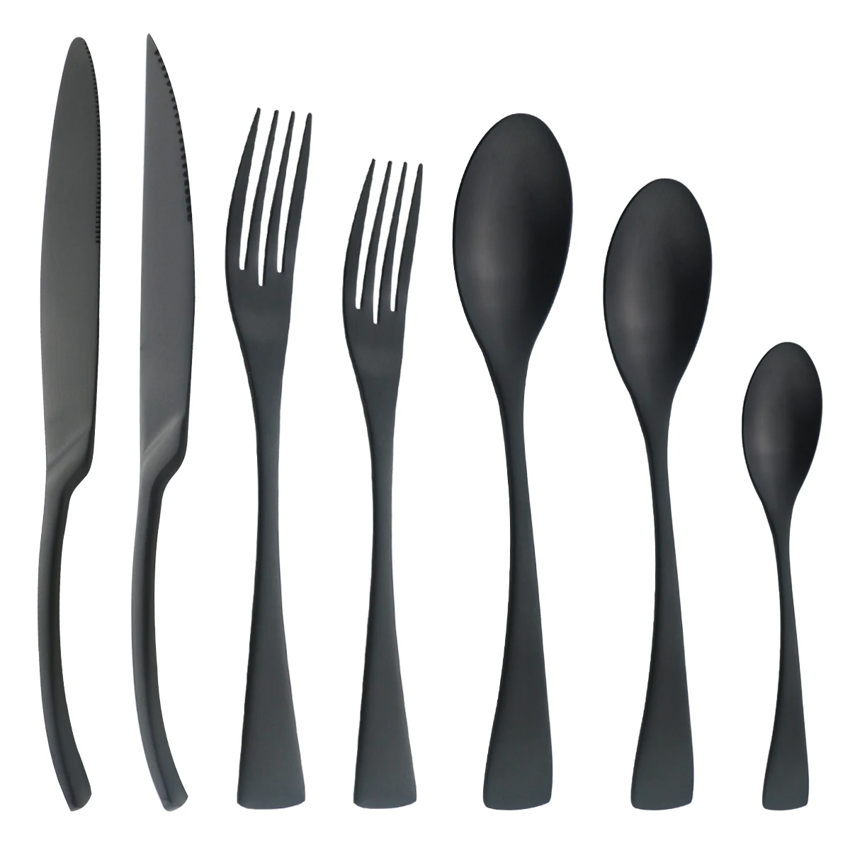 

High Quality Dinnerware Black Cutlery Set Matte Steak Knife Fork Coffee Spoon Flatware Set Stainless Steel Kitchen Tableware Set