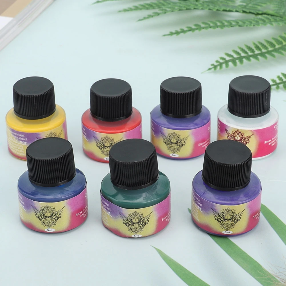 

7 Colors 5ml/Bottle Safe Long Lasting Microblading Tattoo Pigment Practice Ink Accessory Beginners Tattoo Art Makeup Inks Set