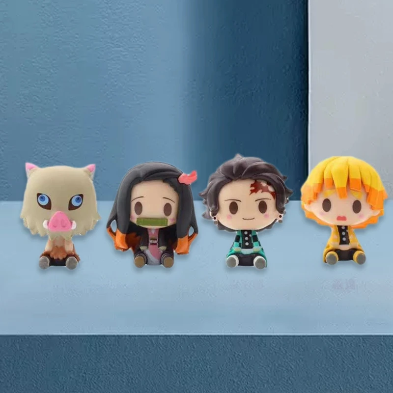 

A 2020 Demon Slayer Blade Inosuke Nidoko Tanjiro Zenizu doll decorative 4pcs ornaments