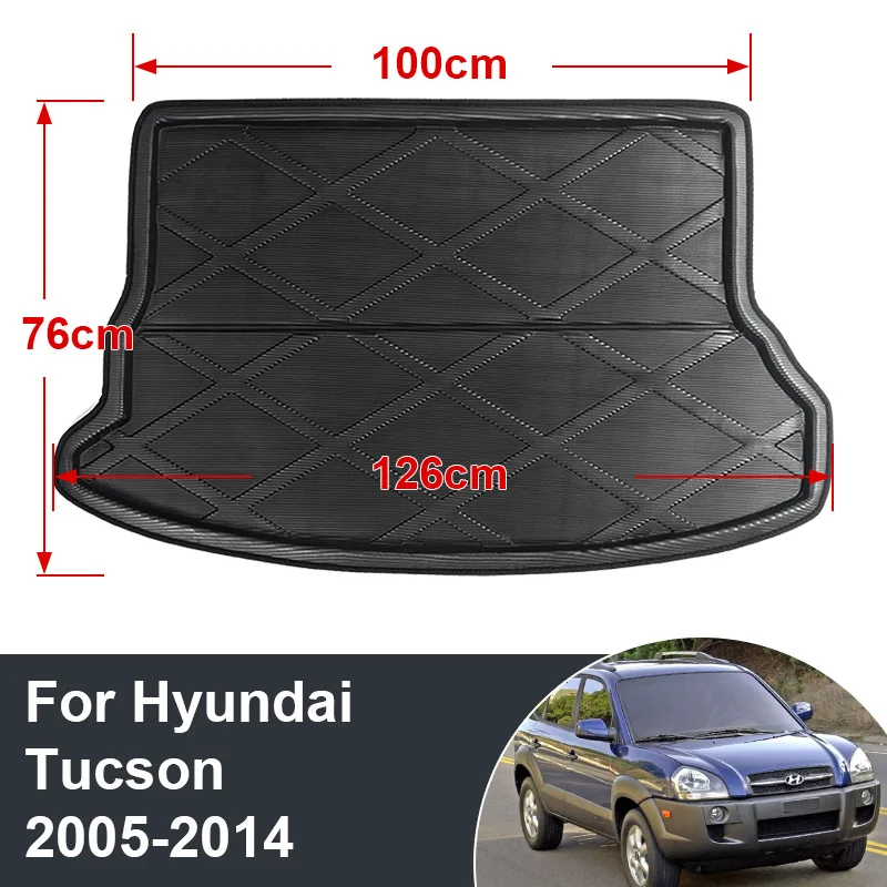 Специальный черный коврик для багажника Hyundai Tucson 2005-2014 заднего напольный поднос
