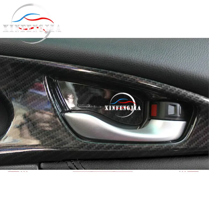 Дверная ручка из углеродного волокна для Honda Civic 2016-2019 декоративные наклейки