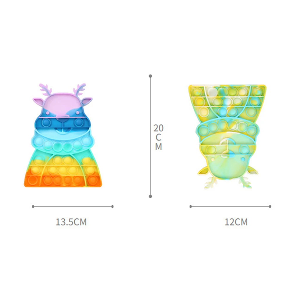 

New Rainbow Tie Dye Christmas Elk Shape Push Bubble Sensory Toy Autism Needs Stress Reliever Toys Adult Children Funny Gifts#20