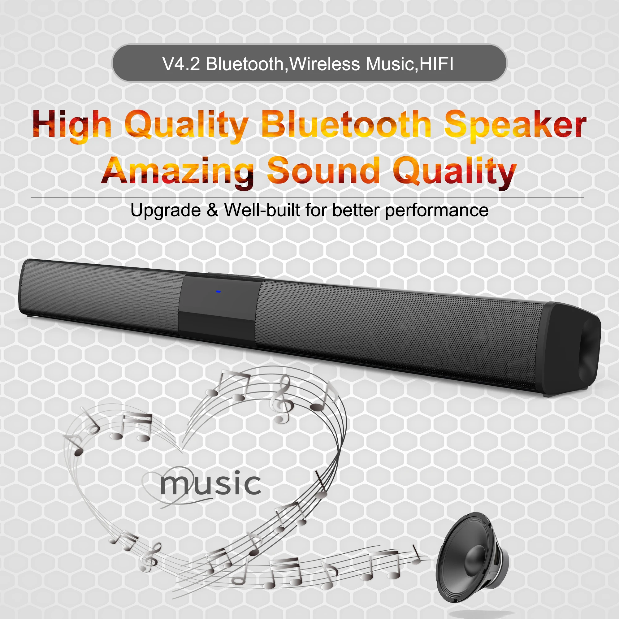 20w wireless bluetooth speaker tv sound bar 3d stereo home surround soundbar for phone pc theater tv speaker free global shipping