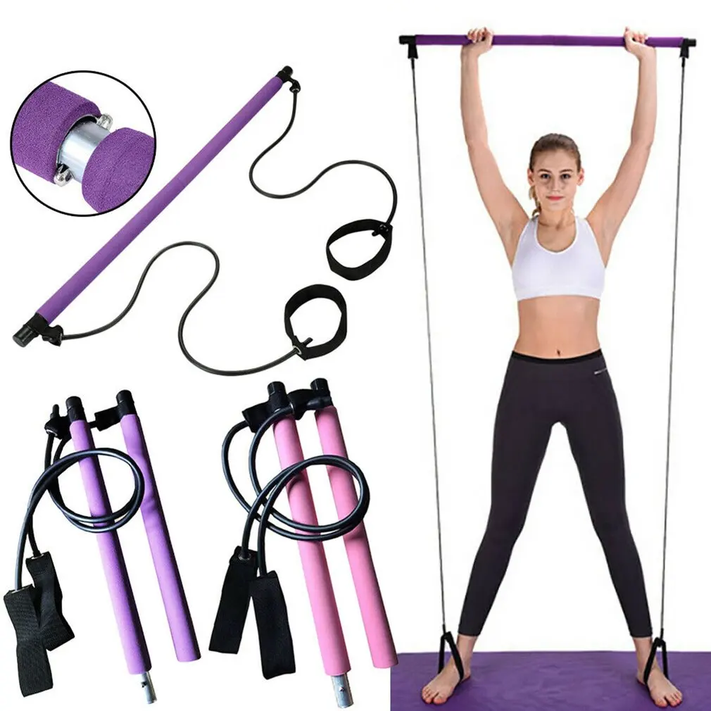 

Multifunctional Pilates Fitness Stick Exercise Pilates Bar Kit Resistance Band Pilates Stick Toning Bar