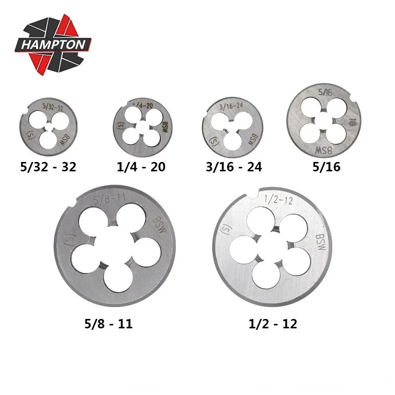 

Right Hand Thread Die BSW 5I32-32 3I16-24 1I4-20 5I16-18 1I2-12 5I8-1 Machine Screw Die for Mold Machining Threading Tools