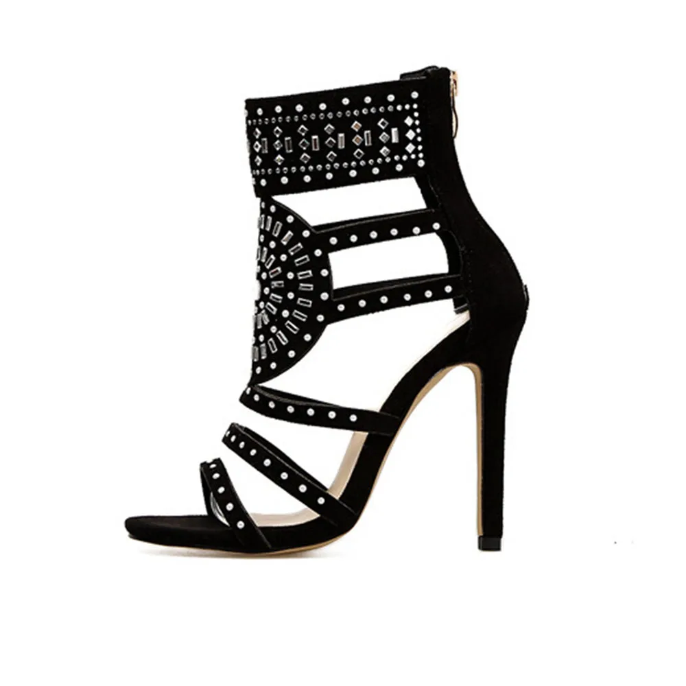 Туфли женские на высоком каблуке роскошные босоножки полусапожки летняя обувь