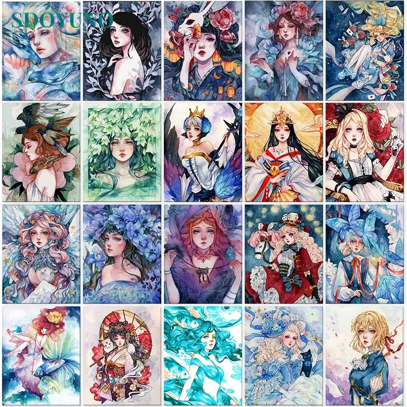 

SDOYUNO 60x75cm Oil Paint By Numbers DIY Figure Painting By Numbers On Canvas Number Painting Girl Wall Art Home Decor