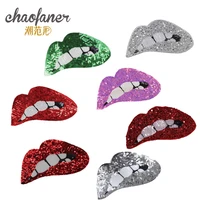 dingdian new versatile diy clothing accessories lips beads sequins embroidered cloth pasted with multi color mouth patch