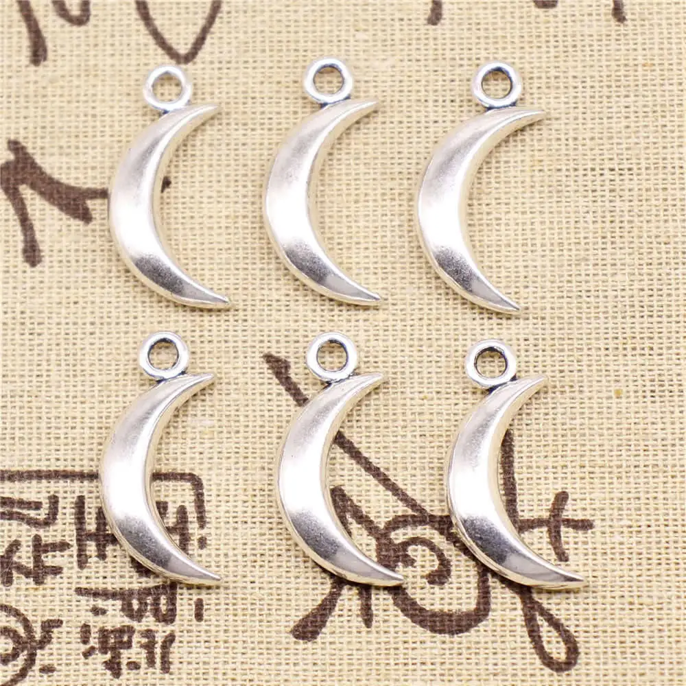 

Jewelri Pendant 31x14mm Moon Charms Antique Silver Color 3pcs