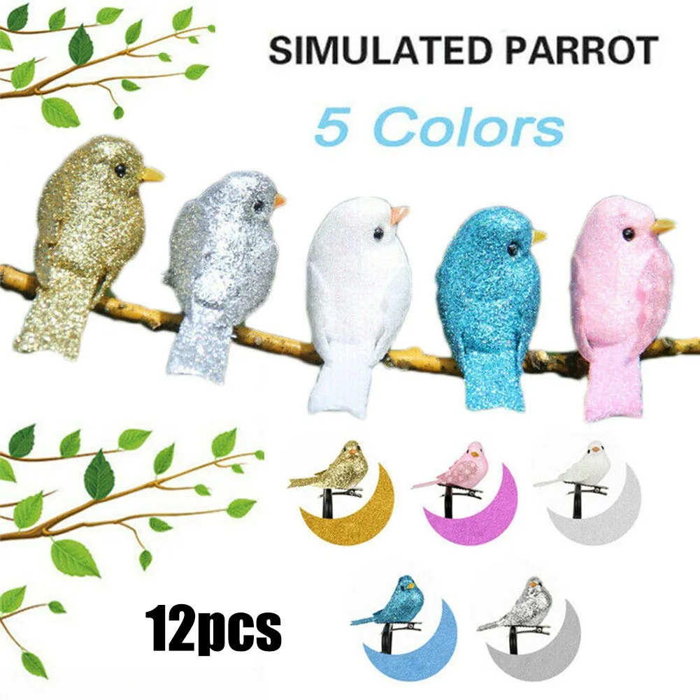

12Pcs Clip-On Mini Fake Foam Birds Garden Balcony Tree Branch Home Party Decoration Handicraft DIY Gift Artificial Cute Birds
