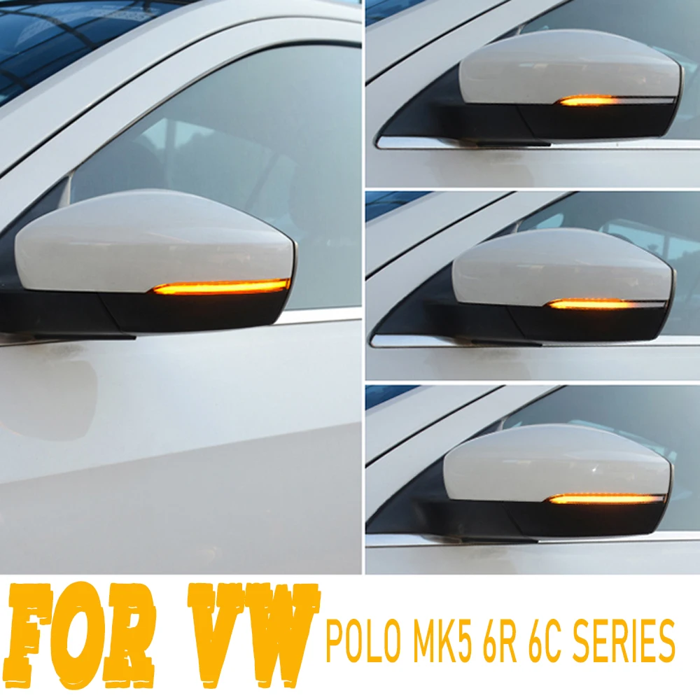 

2Pcs/Lot For Volkswagen VW Polo MK5 6R 6C Series Dynamic Turn Signal Light LED Rear View Mirror Sequential Indicator Blinker