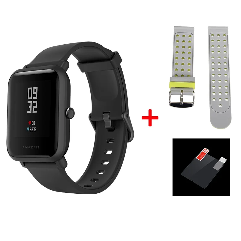 black and gray Английская версия Huami Смарт-часы Amazfit Bip Lite 45 дней Срок службы батареи 3ATM сердечный ритм Amazfit Bip Lite Часы Android iOS - Цвет: black and gray