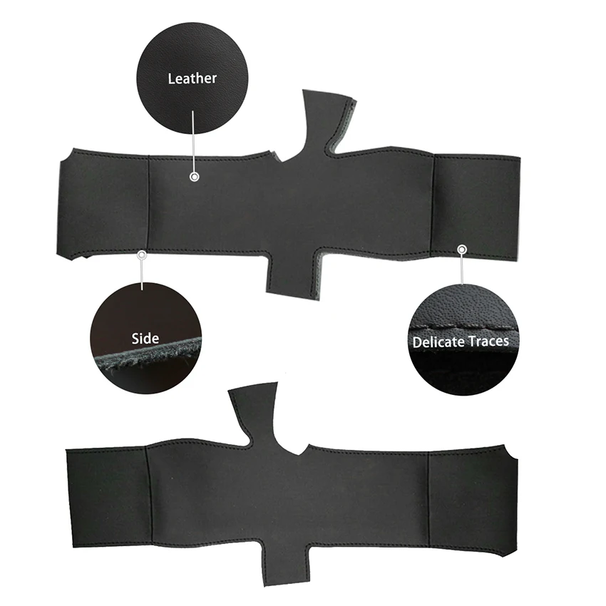 Сшитая вручную черная искусственная кожа Чехол рулевого колеса автомобиля для