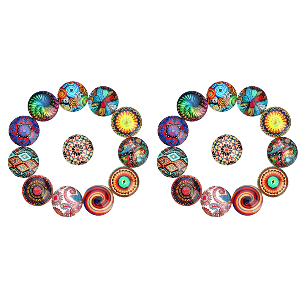 

40x Flatback 10mm Round Photo Glass Cabochon Colorful Bohemia Cameo Jewelry