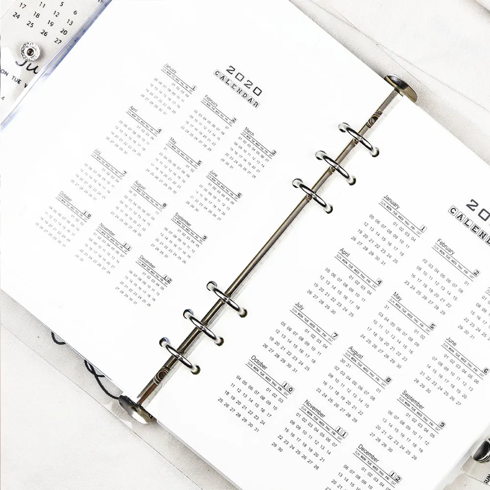 Блокнот с 6 отверстиями и календарем блокнот аксессуары для ноутбука A5 A6 PP