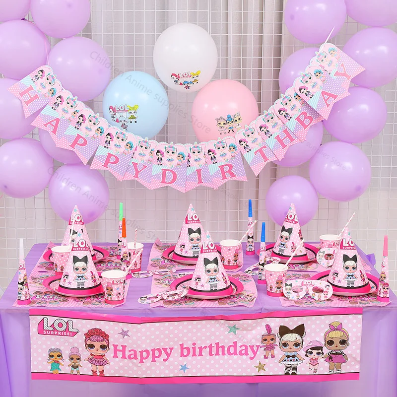 

LOL Surprise Dolls Birthday Party Decorations Supplies Holiday Cup Plate Spoon Cake Stand LOL Dolls DIY Party Decoration Gifts