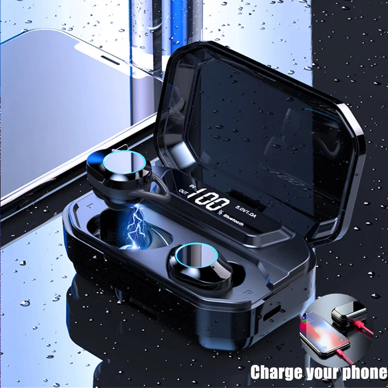 TWS наушники 9D стерео беспроводные IPX7 водонепроницаемые спортивные игровая