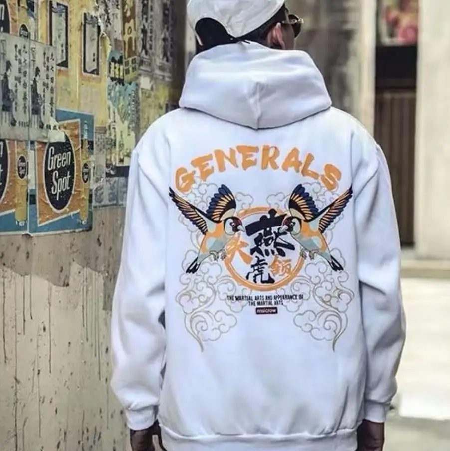 Японские толстовки мужские повседневные осенние топы с круглым вырезом в стиле