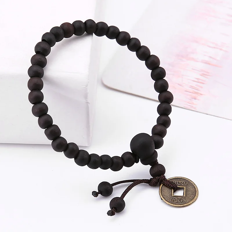 12 мм Деревянный Браслет-манжета Тибетский буддистский молитвенный бисер Будда