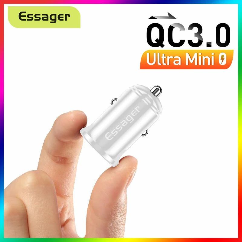 essager mini usb car charger quick charge qc 3 0 qc3 0 fast charging car usb charger for xiaomi mi samsung iphone mobile phone free global shipping