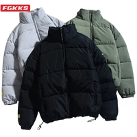 fgkks winter new men solid color parkas quality brand mens stand collar warm thick jacket male fashion casual parka coat