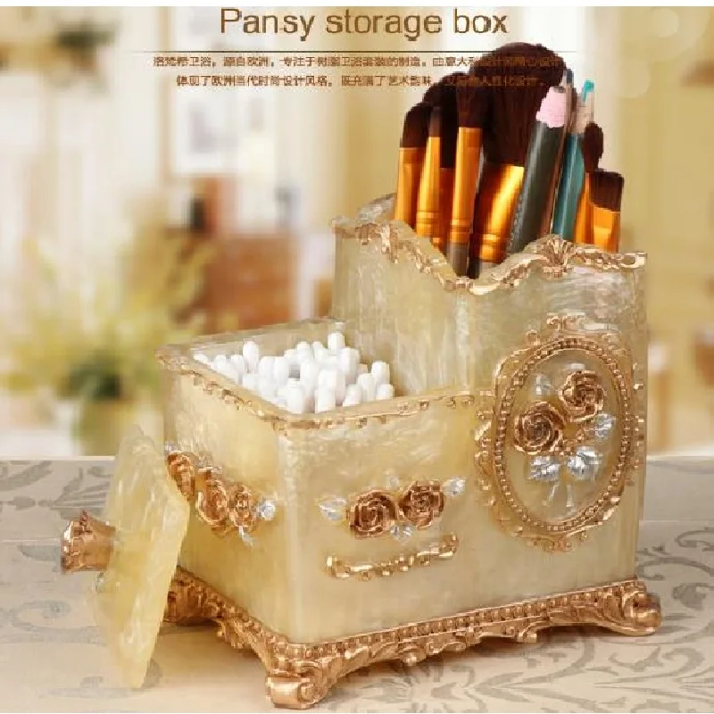

High-End Cotton Swab Storage Box European-Style Brush Bucket Makeup Brush Rack Barrel Pen Holder