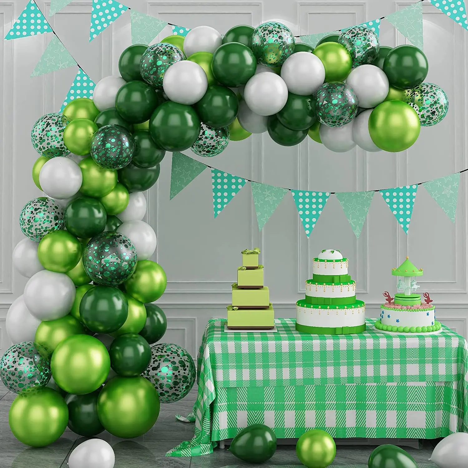 

108pcs Green Balloon Garland Arch Kit St Patrick's Day Decorations Latex Balloon Anniversary Supplies